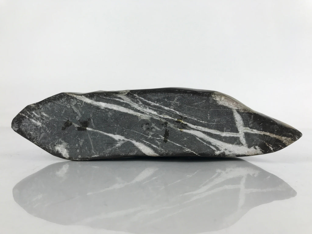 Japanese Viewing Stone Zen Buddhist Suiseki Vtg Black Beige Decoration JK686