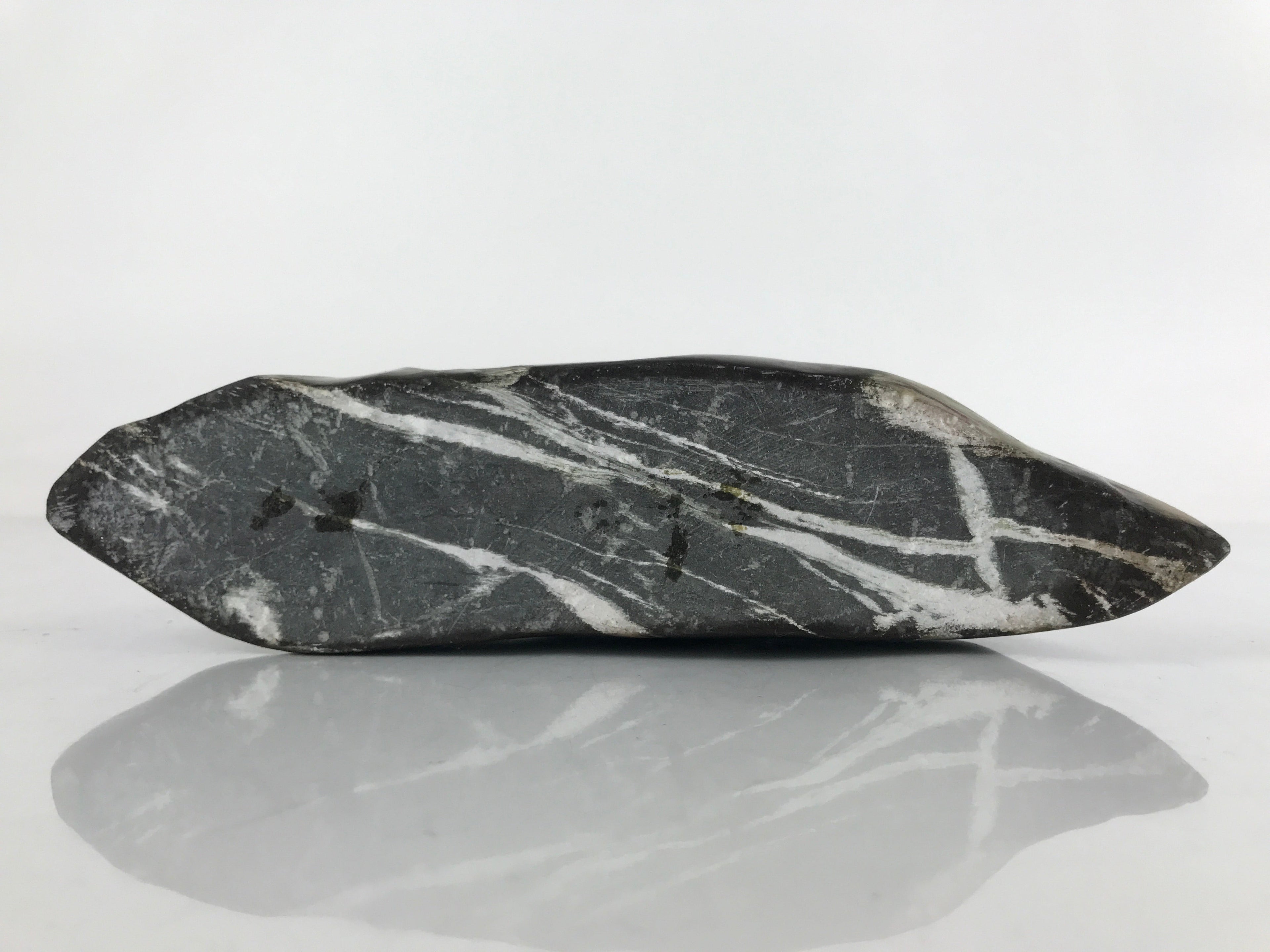 Japanese Viewing Stone Zen Buddhist Suiseki Vtg Black Beige Decoration JK686