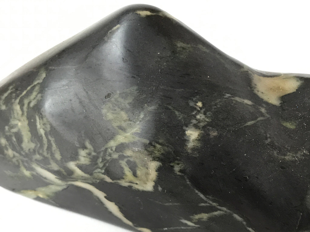 Japanese Viewing Stone Zen Buddhist Suiseki Vtg Black Beige Decoration JK686