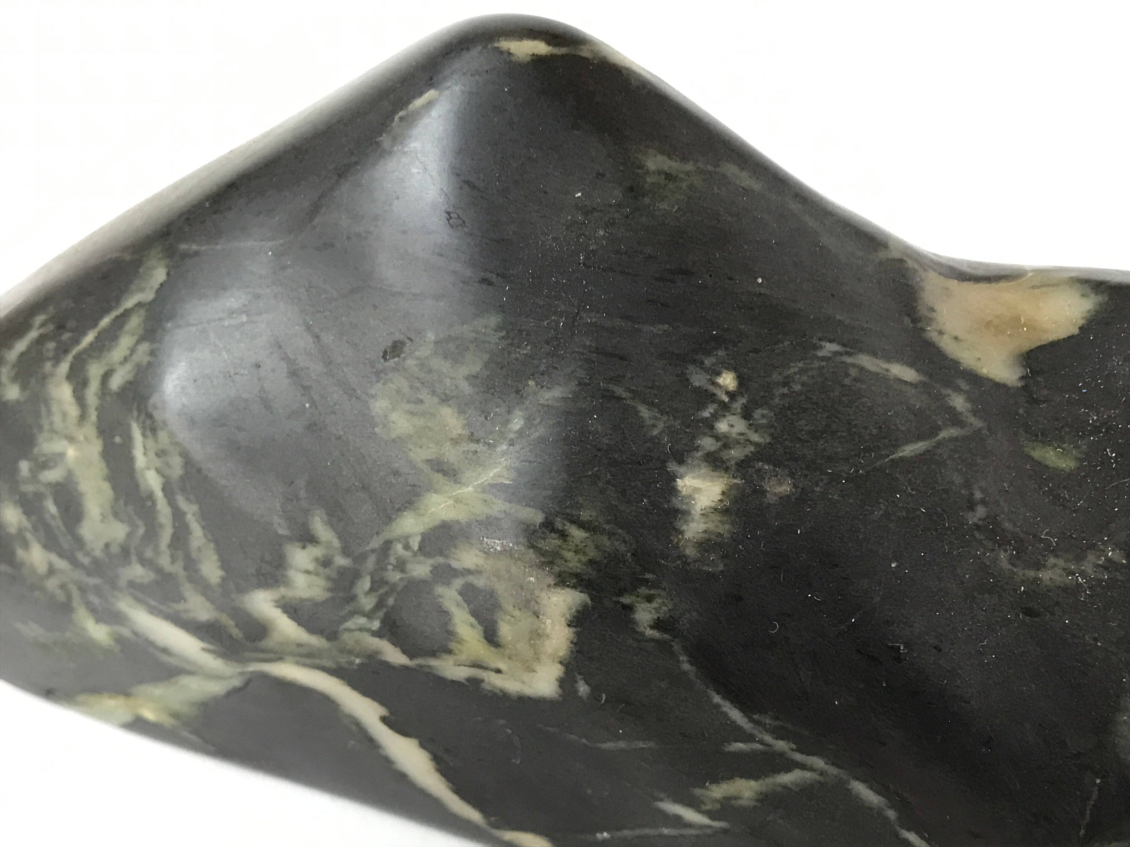 Japanese Viewing Stone Zen Buddhist Suiseki Vtg Black Beige Decoration JK686