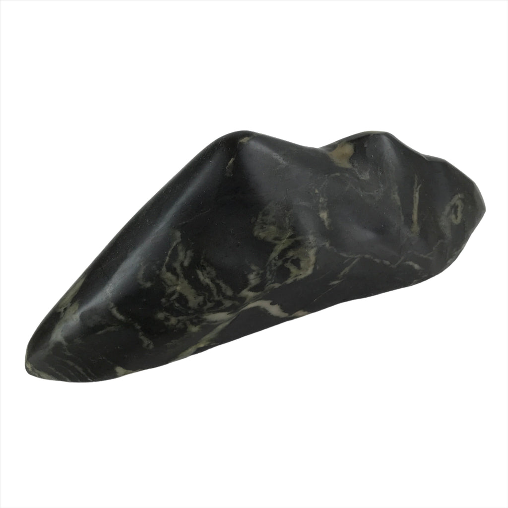 Japanese Viewing Stone Zen Buddhist Suiseki Vtg Black Beige Decoration JK686