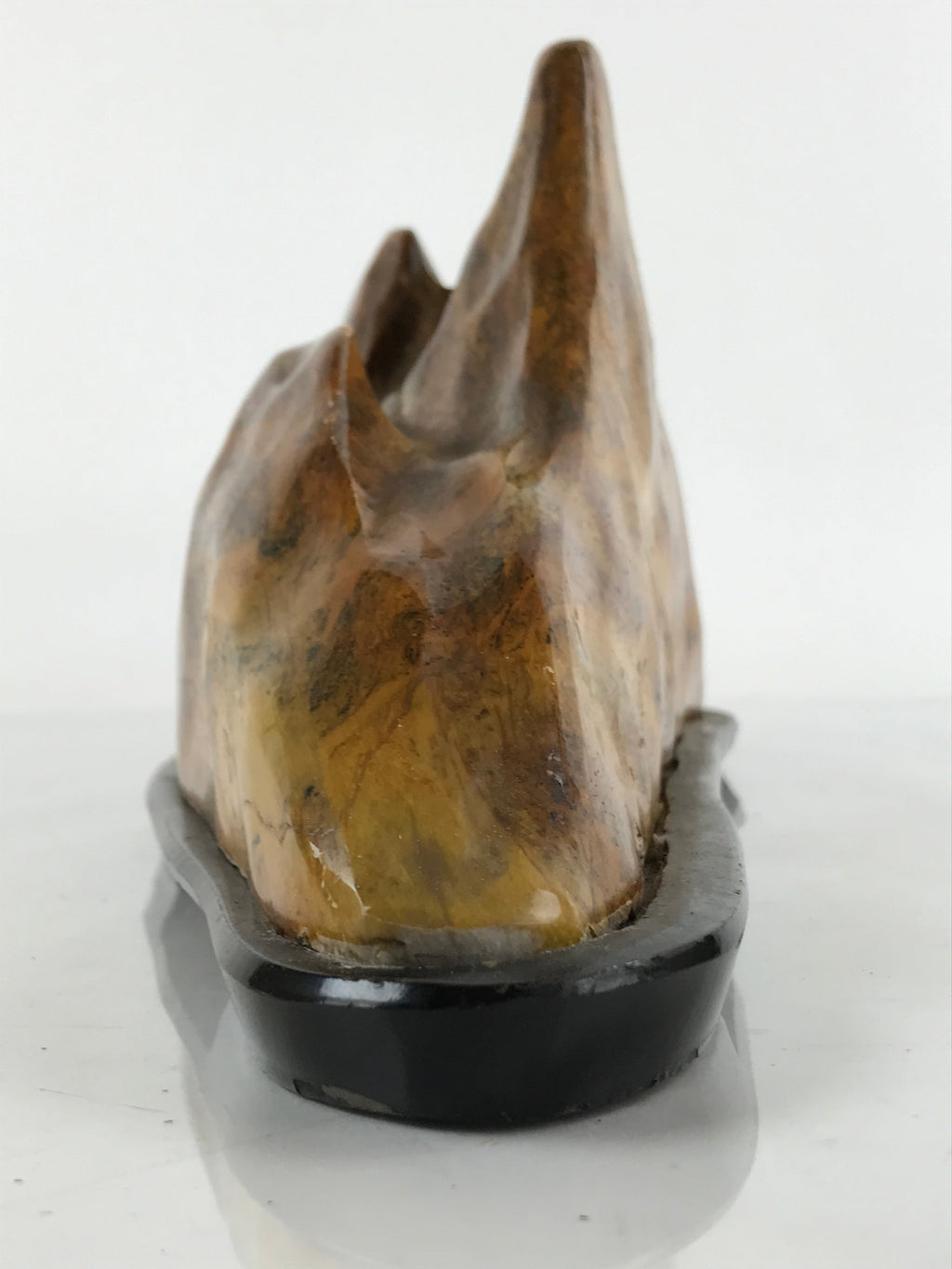 Japanese Viewing Stone Zen Buddhist Suiseki Vtg Jasper Mountain Wood Base JK684