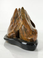 Japanese Viewing Stone Zen Buddhist Suiseki Vtg Jasper Mountain Wood Base JK684
