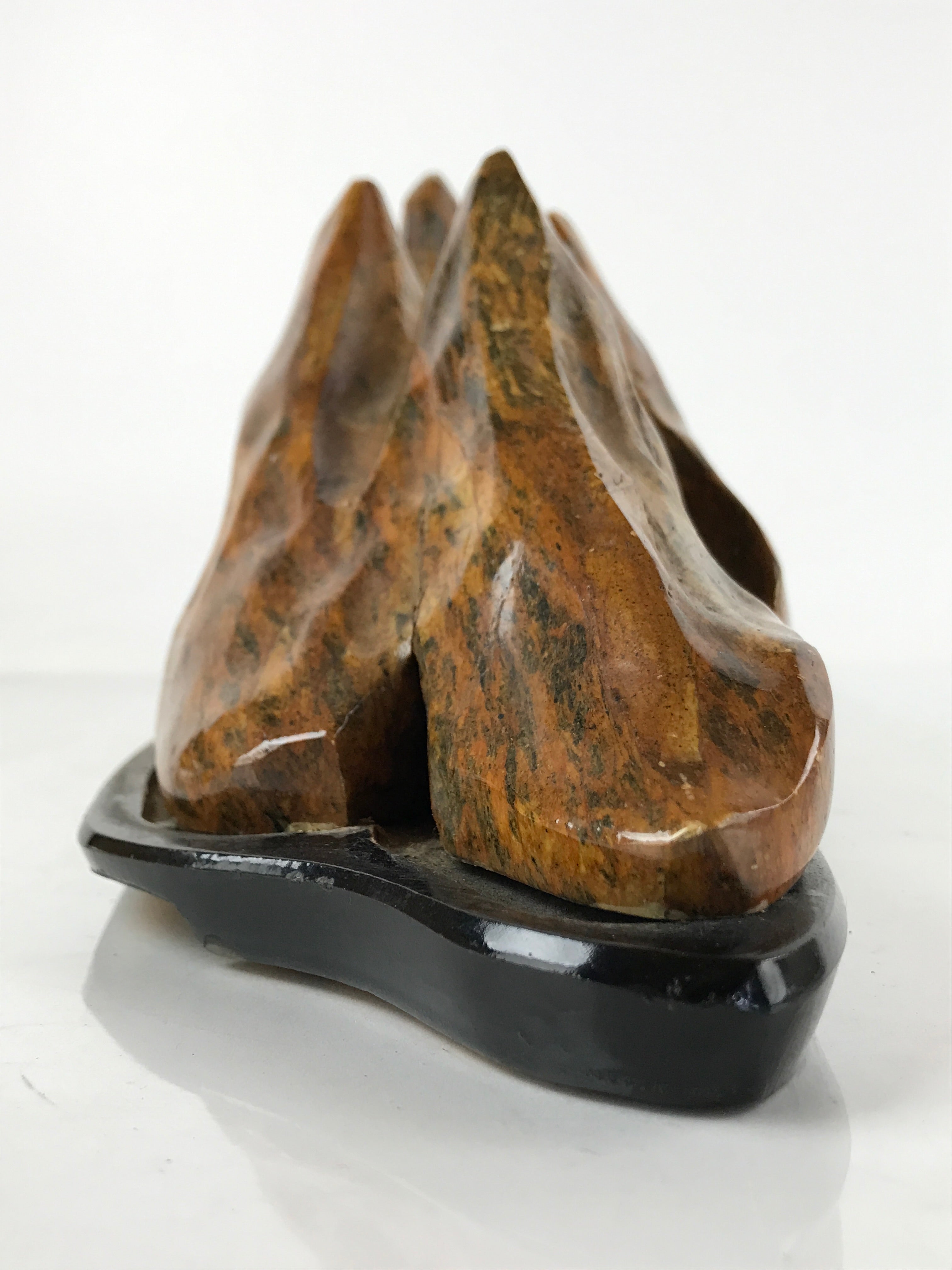 Japanese Viewing Stone Zen Buddhist Suiseki Vtg Jasper Mountain Wood Base JK684