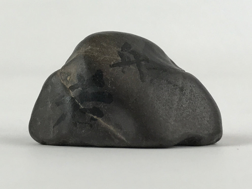 Japanese Viewing Stone Zen Buddhist Vtg Suiseki Characters Small Black JK560