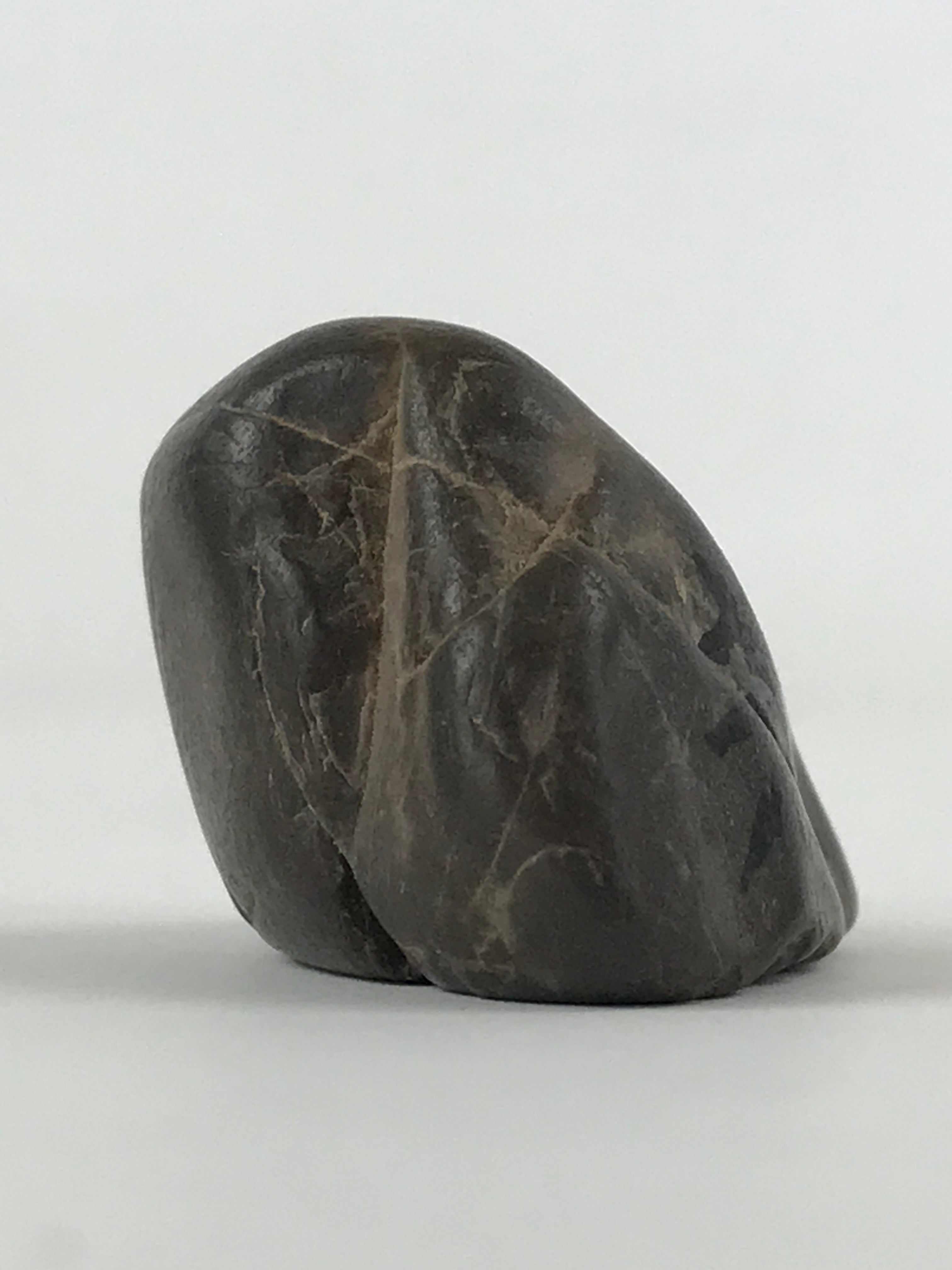 Japanese Viewing Stone Zen Buddhist Vtg Suiseki Characters Small Black JK560