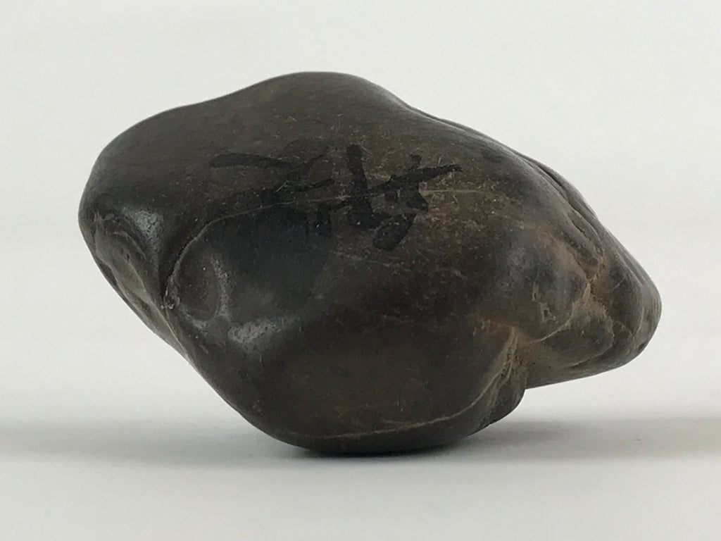 Japanese Viewing Stone Zen Buddhist Vtg Suiseki Characters Small Black JK560