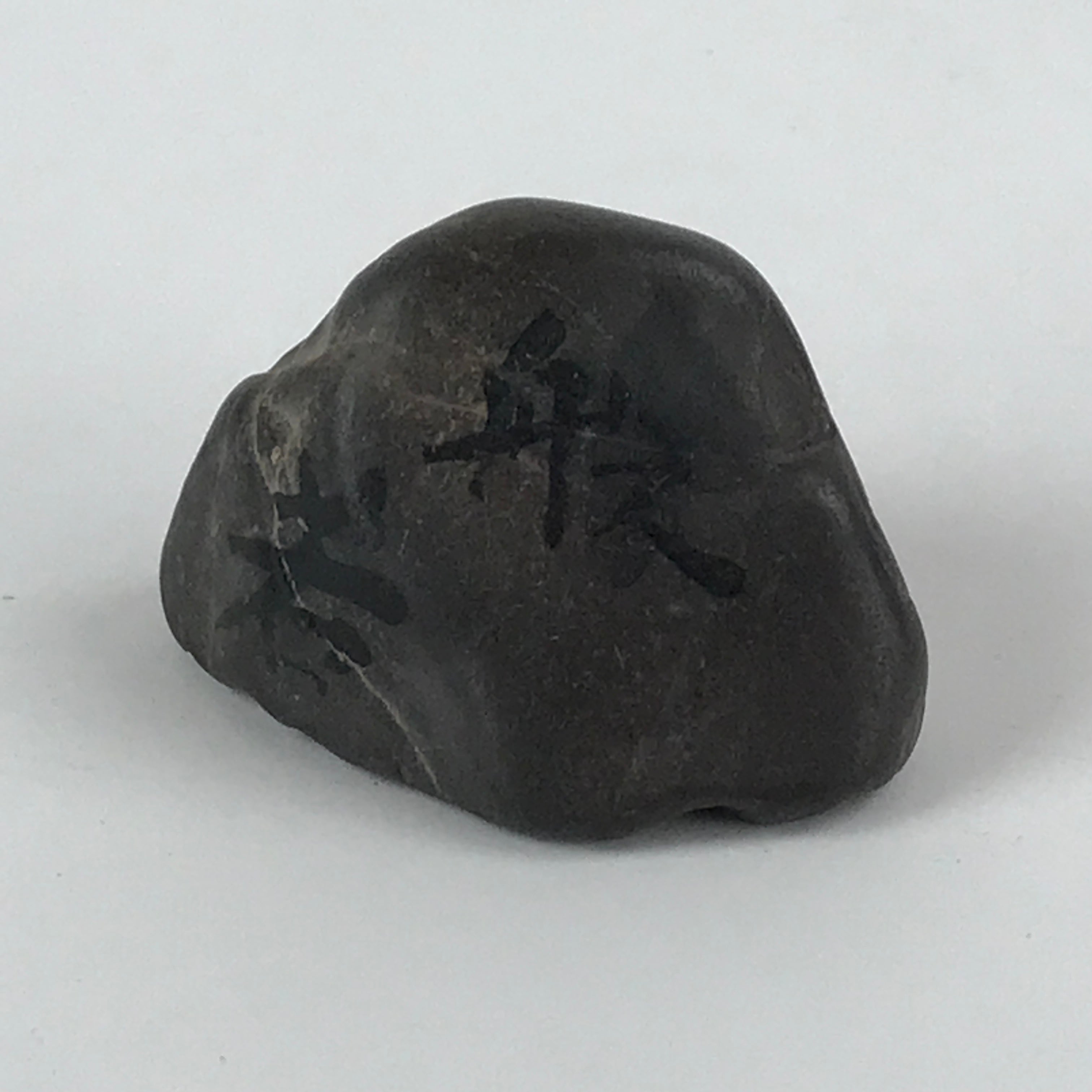 Japanese Viewing Stone Zen Buddhist Vtg Suiseki Characters Small Black JK560