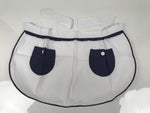 Japanese Vintage-Style Women's Cloth Apron Maekake White Blue Polka Dot MK40