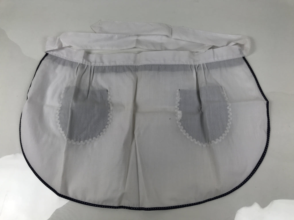Japanese Vintage-Style Women's Cloth Apron Maekake White Blue Polka Dot MK40