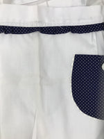 Japanese Vintage-Style Women's Cloth Apron Maekake White Blue Polka Dot MK40