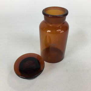 Japanese Vtg Lidded Glass Medicine Bottle Amber Glass Hi-Lex SRG 250 13.5 cm MB1