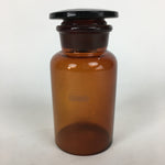 Japanese Vtg Lidded Glass Medicine Bottle Amber Glass Hi-Lex SRG 250 13.5 cm MB1