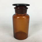 Japanese Vtg Lidded Glass Medicine Bottle Amber Glass Hi-Lex SRG 250 13.5 cm MB1