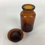 Japanese Vtg Lidded Glass Medicine Bottle Amber Glass Hi-Lex SRG 250 13.5 cm MB3