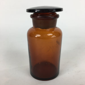 Japanese Vtg Lidded Glass Medicine Bottle Amber Glass Hi-Lex SRG 250 13.5 cm MB3