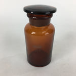 Japanese Vtg Lidded Glass Medicine Bottle Amber Glass Hi-Lex SRG 250 13.5 cm MB3