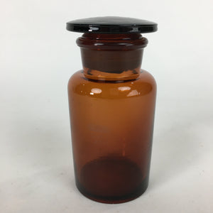 Japanese Vtg Lidded Glass Medicine Bottle Amber Glass Hi-Lex SRG 250 13.5 cm MB4