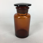 Japanese Vtg Lidded Glass Medicine Bottle Amber Glass Hi-Lex SRG 250 13.5 cm MB4