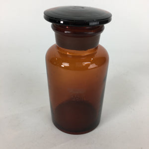 Japanese Vtg Lidded Glass Medicine Bottle Amber Glass Hi-Lex SRG 250 13.5 cm MB4