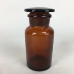 Japanese Vtg Lidded Glass Medicine Bottle Amber Glass Hi-Lex SRG 250 13.5 cm MB5