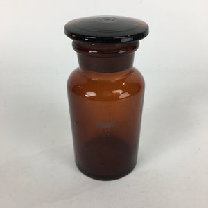 Japanese Vtg Lidded Glass Medicine Bottle Amber Glass Hi-Lex SRG 250 13.5 cm MB5