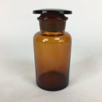 Japanese Vtg Lidded Glass Medicine Bottle Amber Glass Hi-Lex SRG 250 13.5 cm MB8