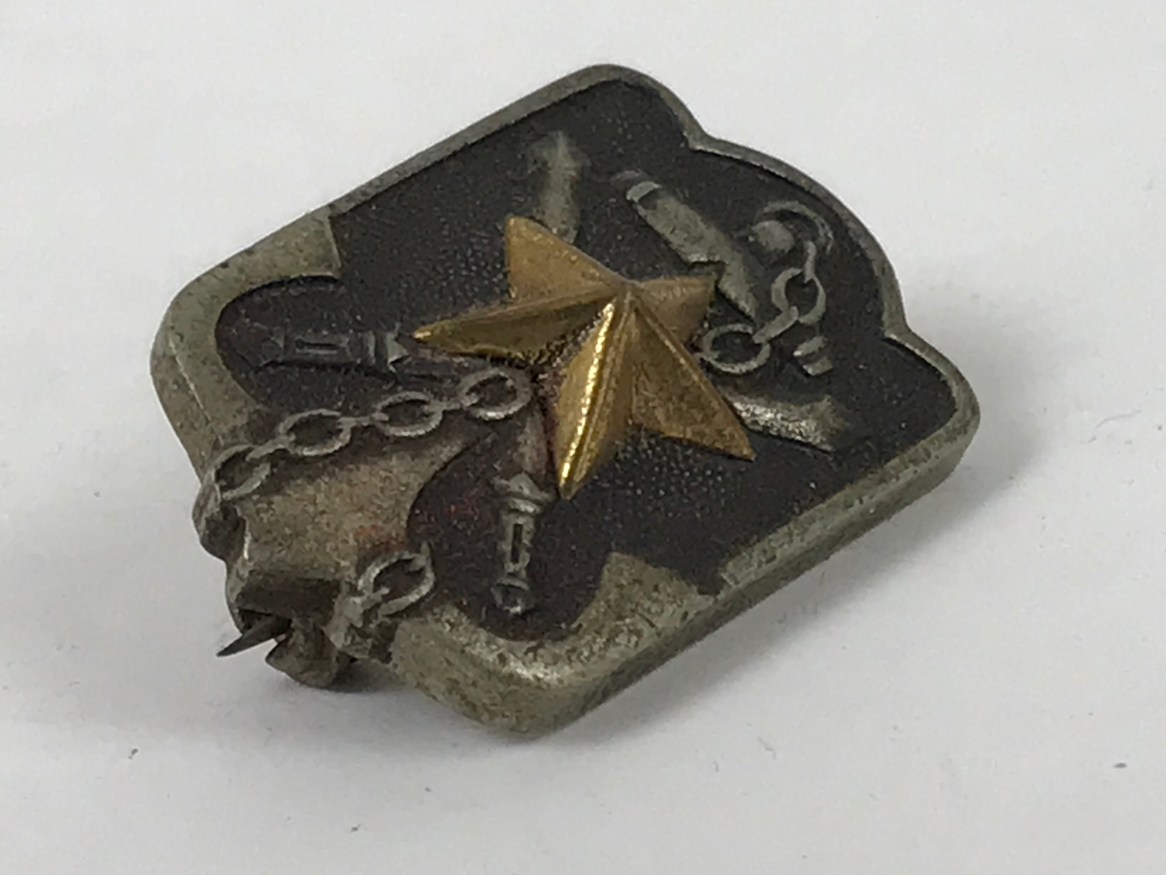 Japanese WW2 Army Post Service Society Metal Pin Badge Vtg Star Black JK808
