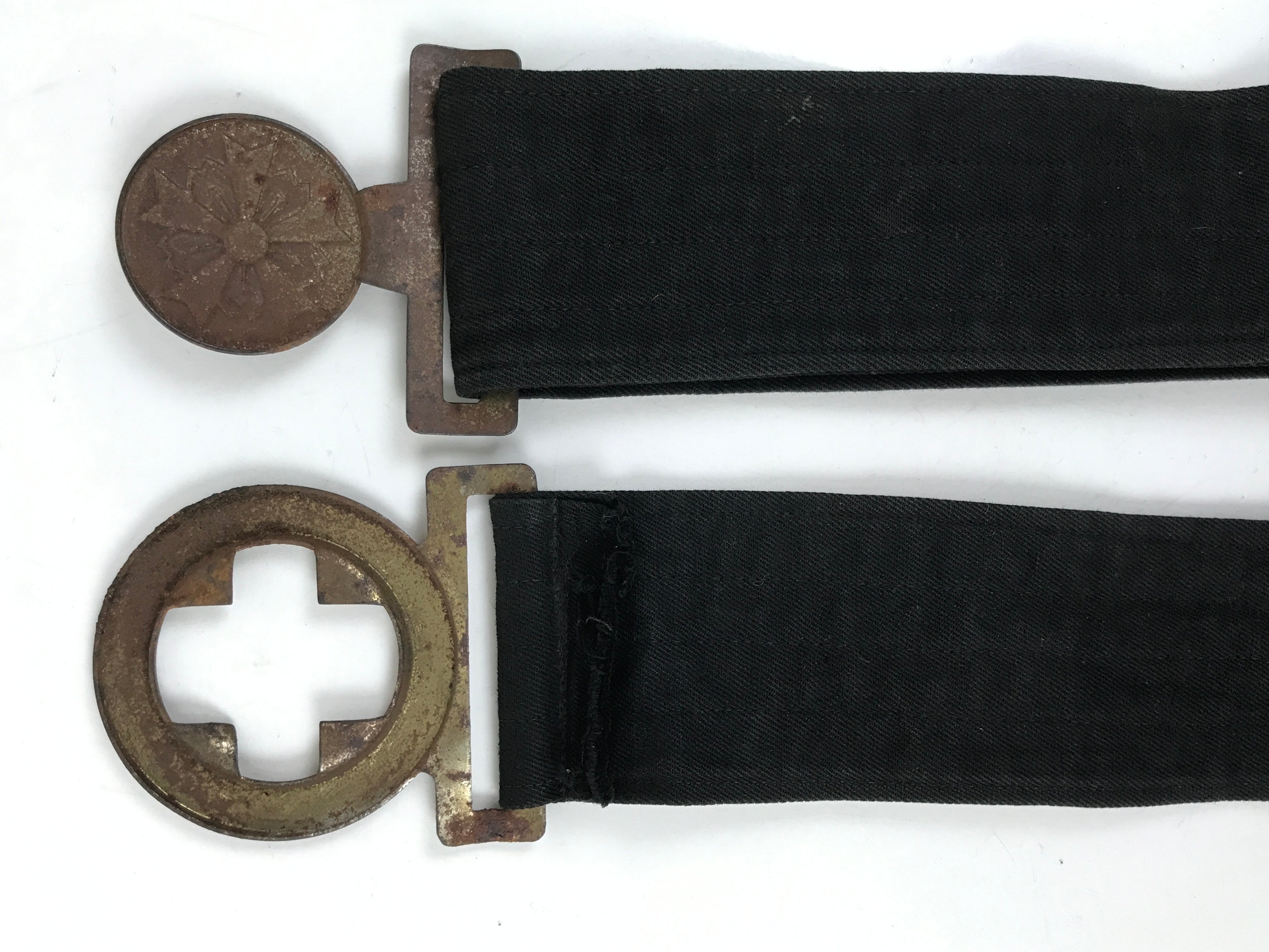 Japanese WWII Firefighter Casual Uniform Belt Vtg Fire Brigade Metal Crest MK18