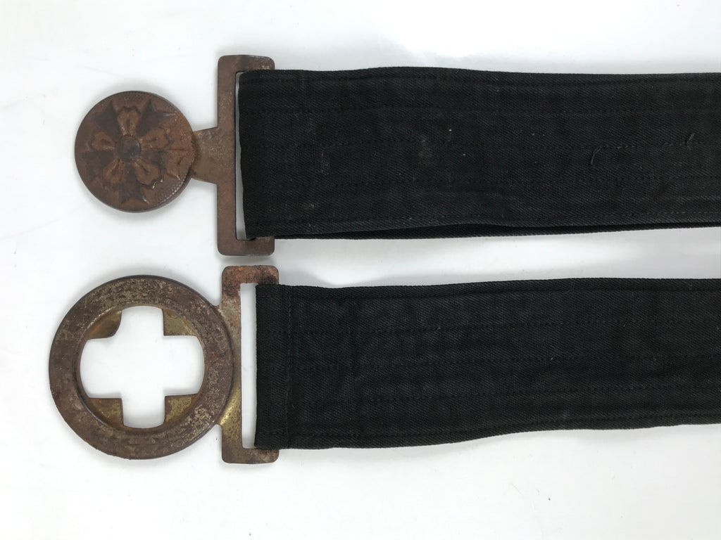 Japanese WWII Firefighter Casual Uniform Belt Vtg Fire Brigade Metal Crest MK18