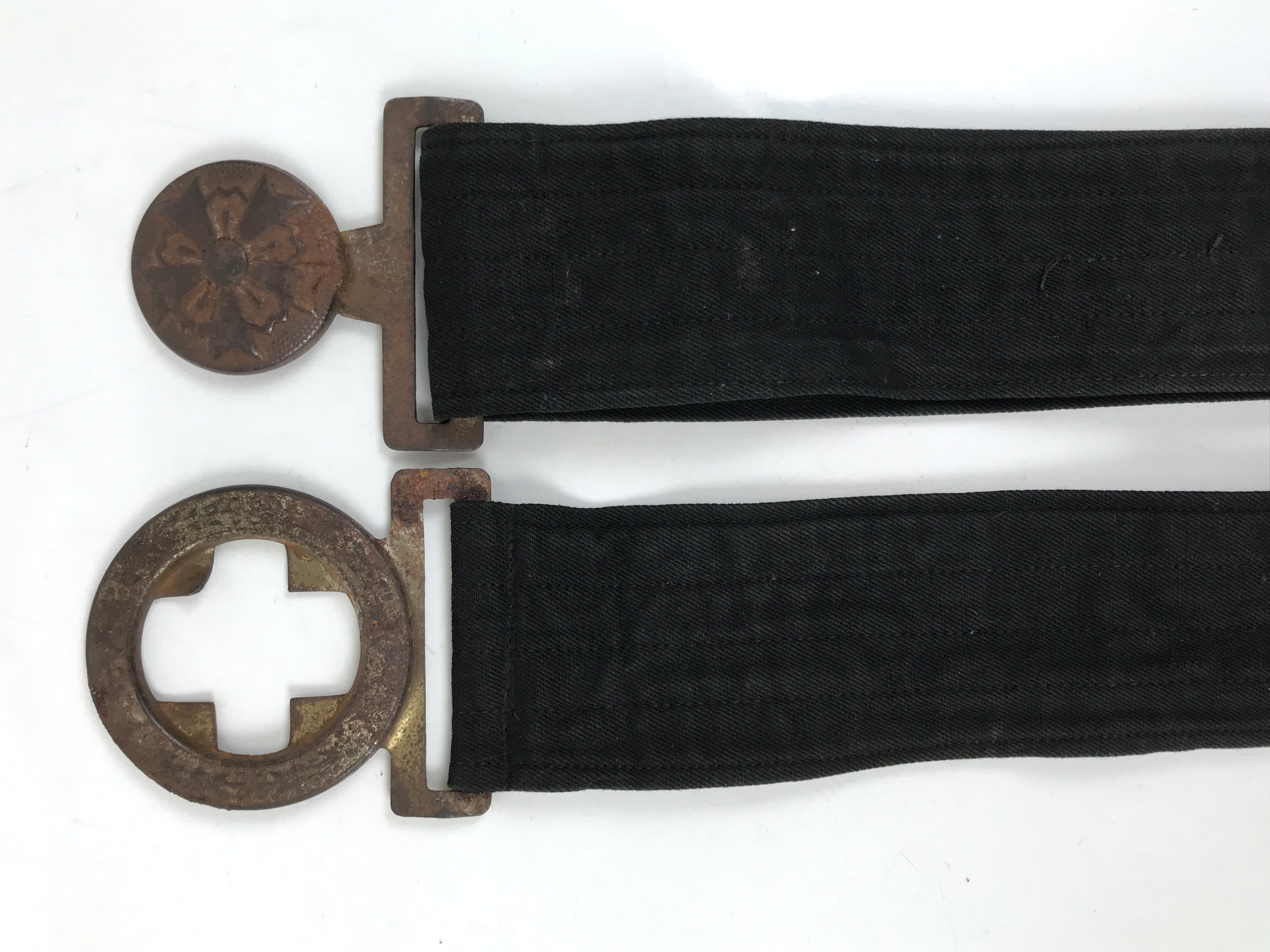 Japanese WWII Firefighter Casual Uniform Belt Vtg Fire Brigade Metal Crest MK18