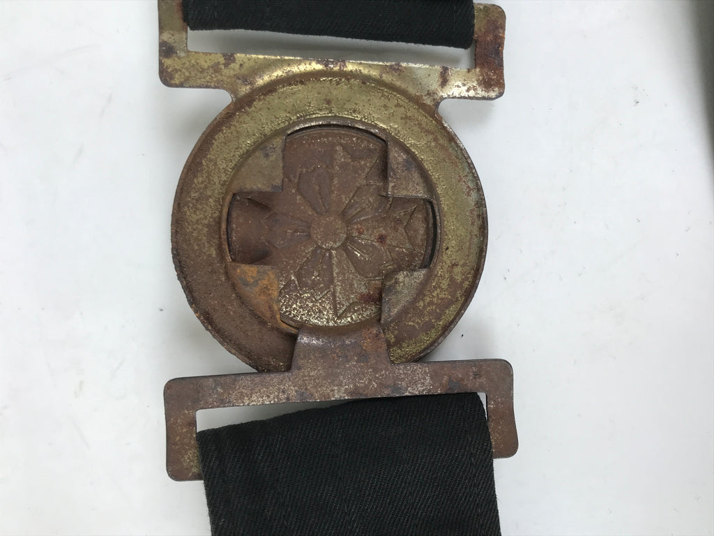 Japanese WWII Firefighter Casual Uniform Belt Vtg Fire Brigade Metal Crest MK18