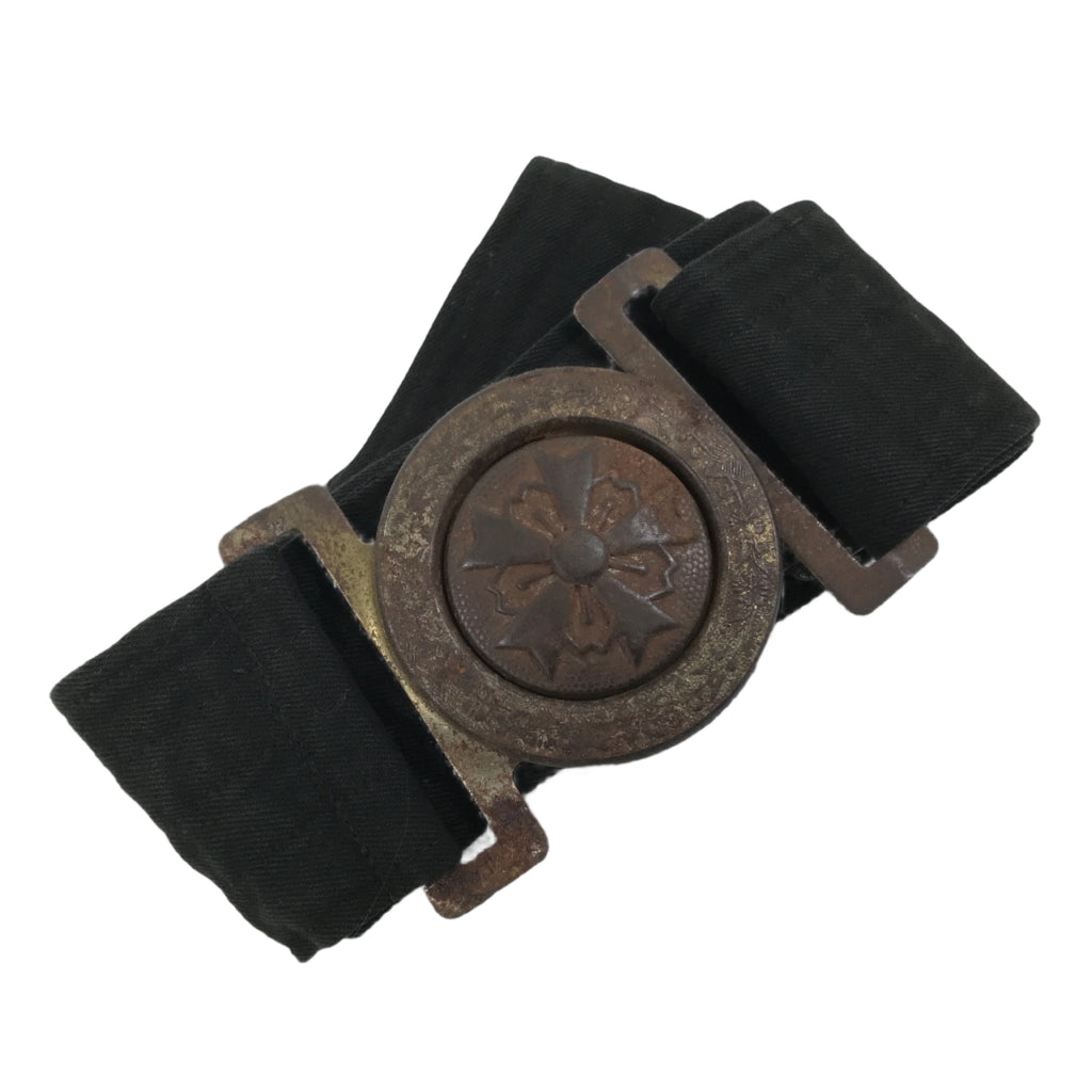 Japanese WWII Firefighter Casual Uniform Belt Vtg Fire Brigade Metal Crest MK18