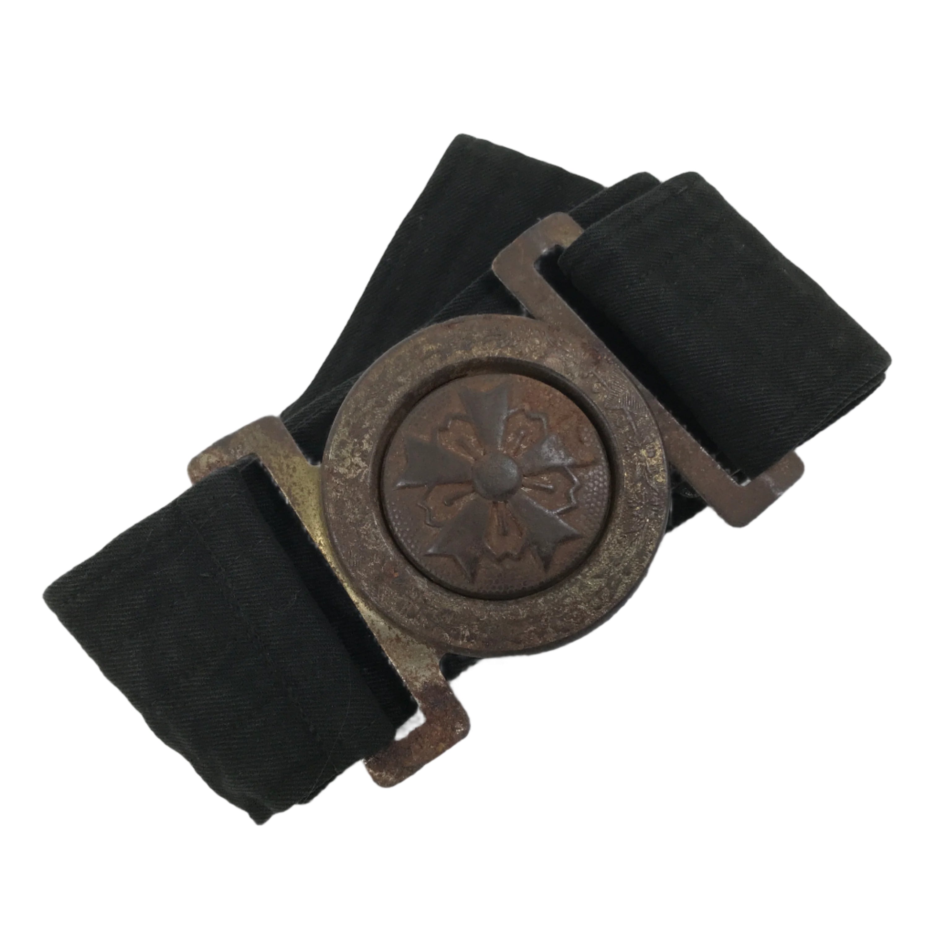 Japanese WWII Firefighter Casual Uniform Belt Vtg Fire Brigade Metal Crest MK18