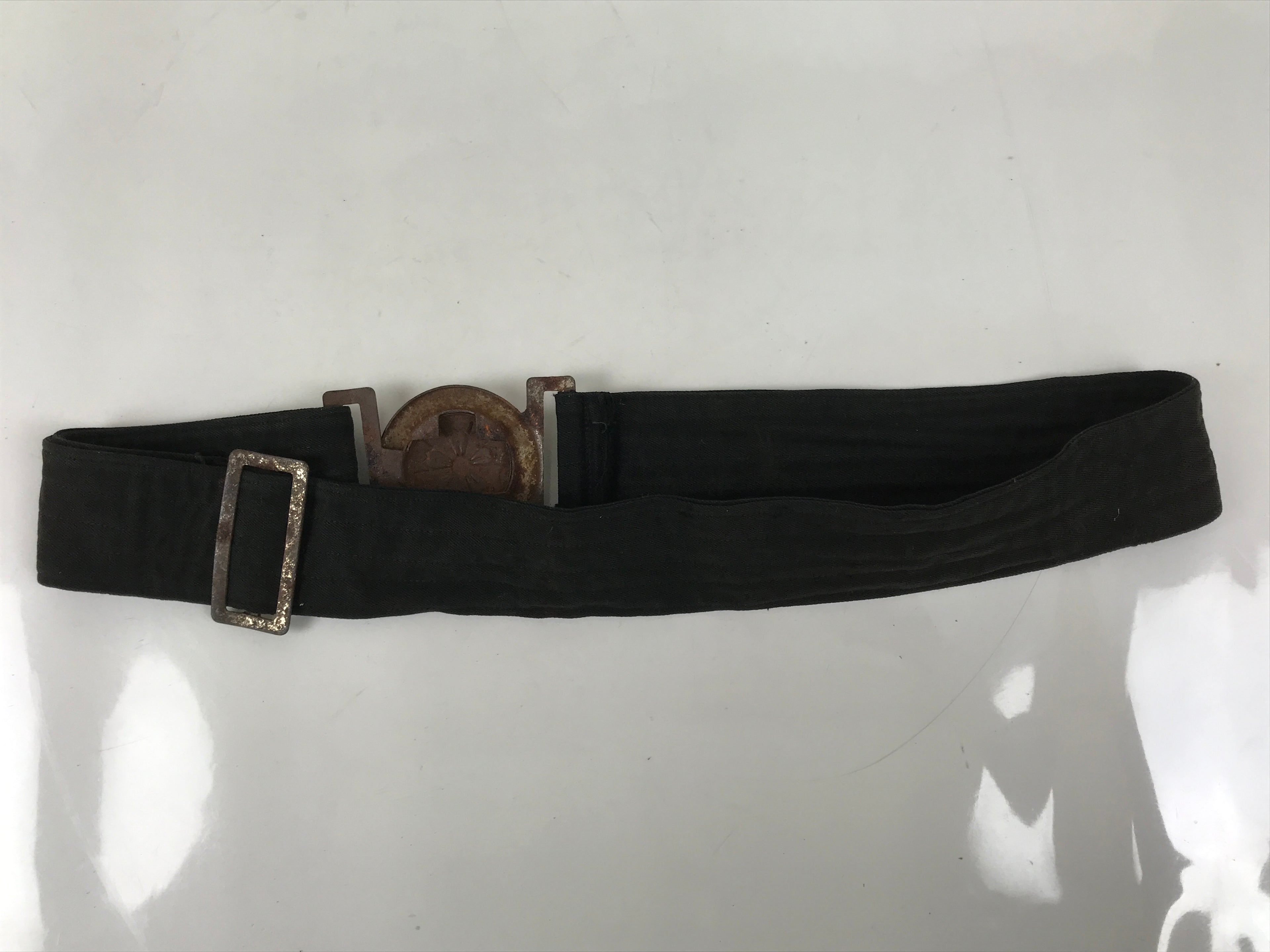 Japanese WWII Firefighter Casual Uniform Belt Vtg Fire Brigade Metal Crest MK19