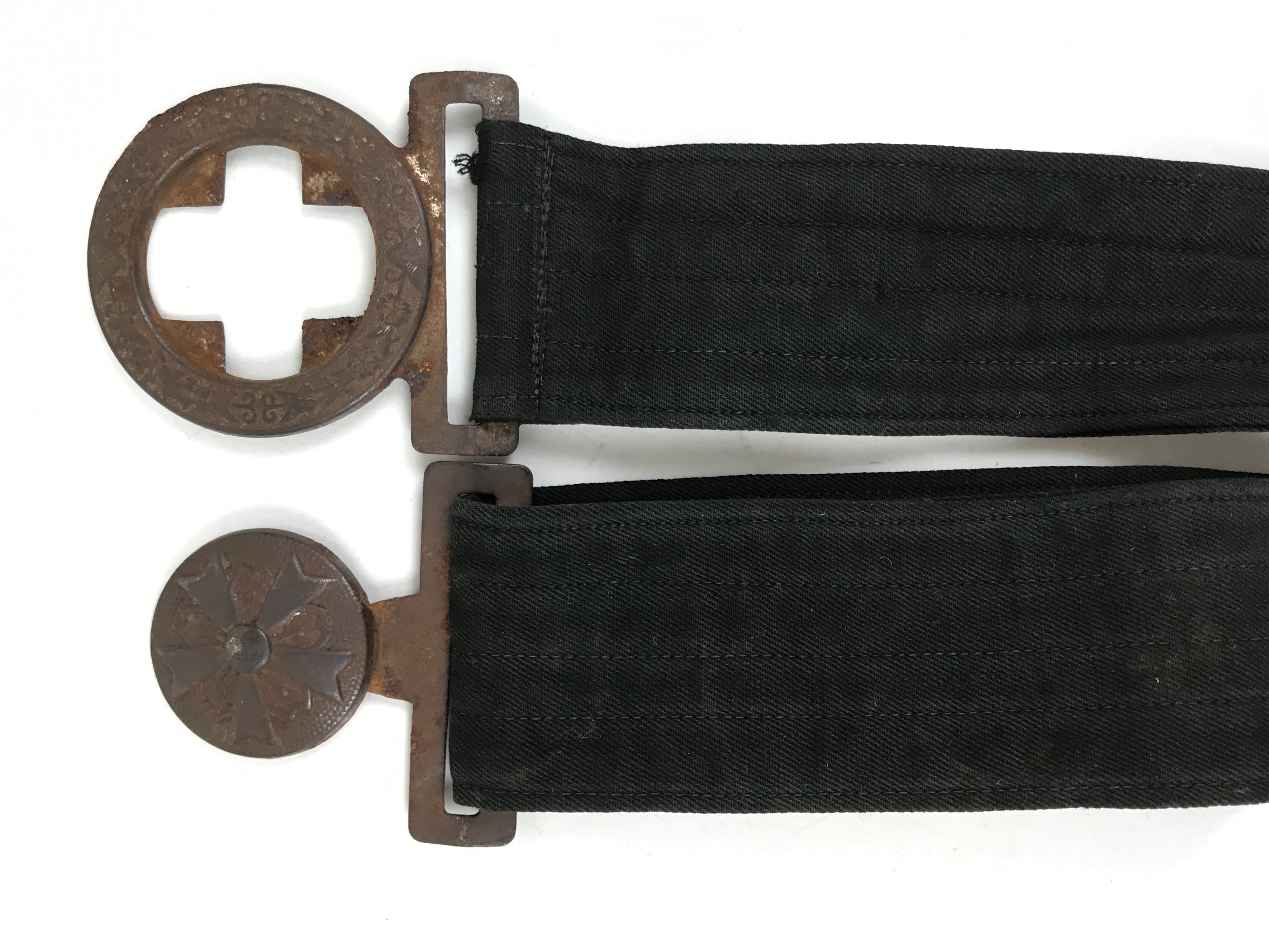 Japanese WWII Firefighter Casual Uniform Belt Vtg Fire Brigade Metal Crest MK19