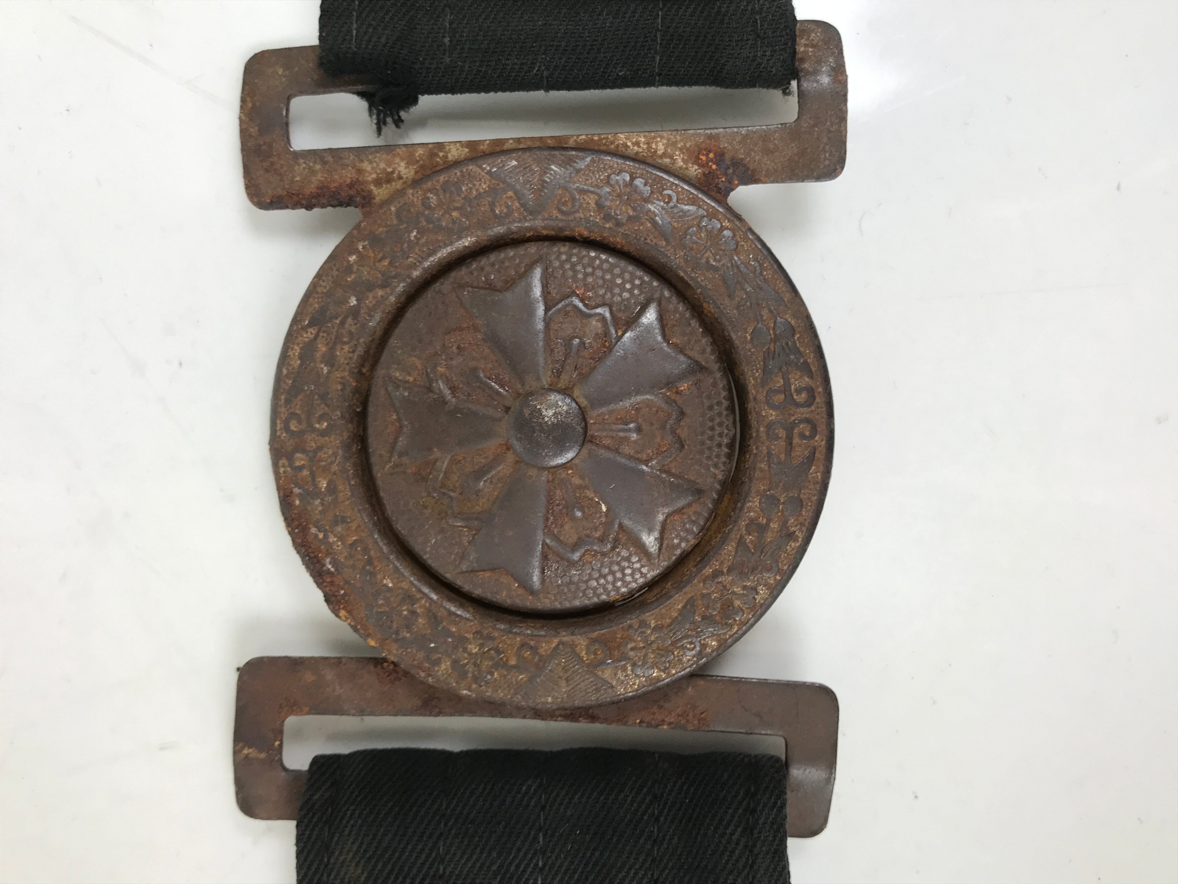 Japanese WWII Firefighter Casual Uniform Belt Vtg Fire Brigade Metal Crest MK19