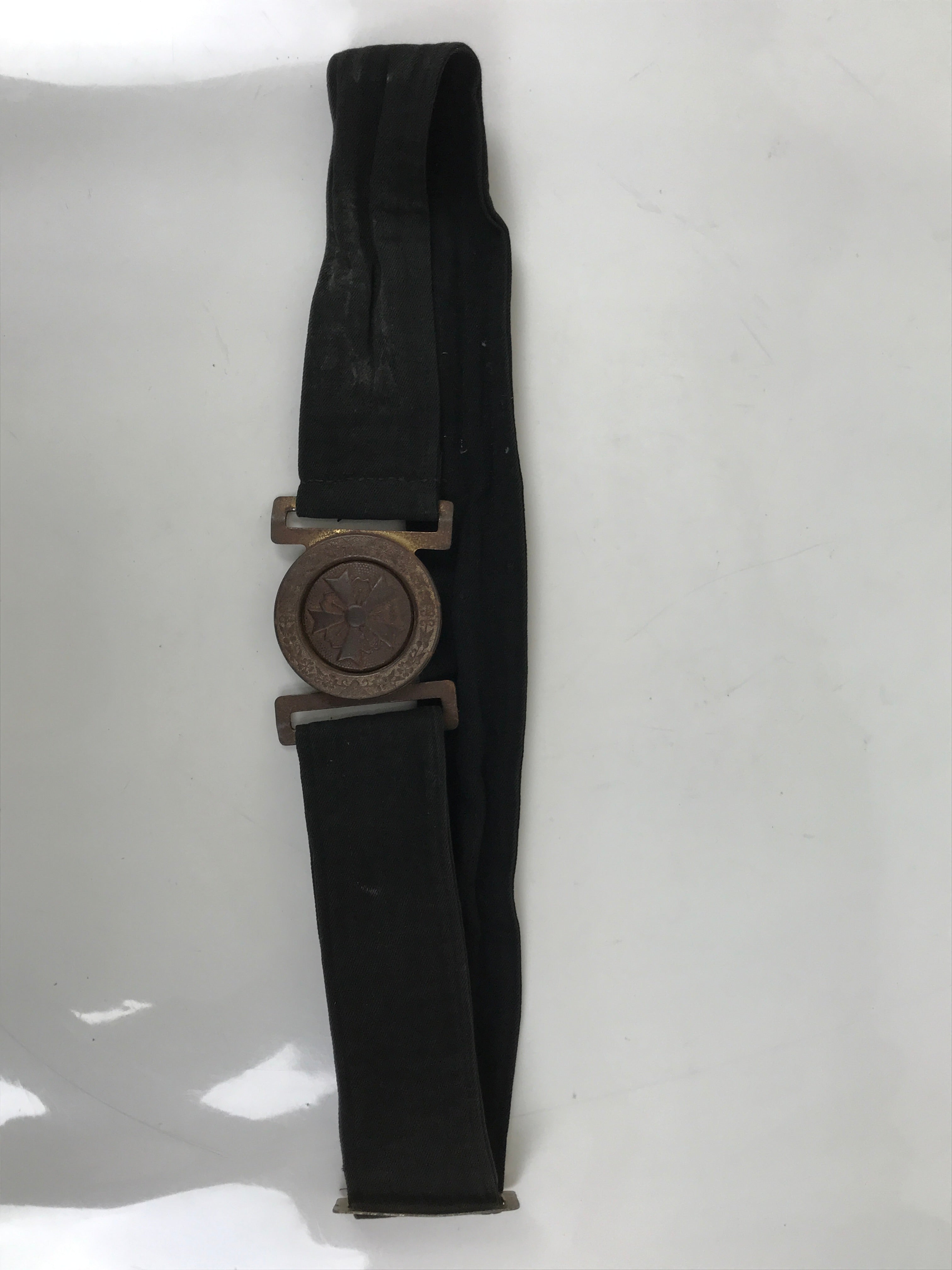 Japanese WWII Firefighter Casual Uniform Belt Vtg Fire Brigade Metal Crest MK20