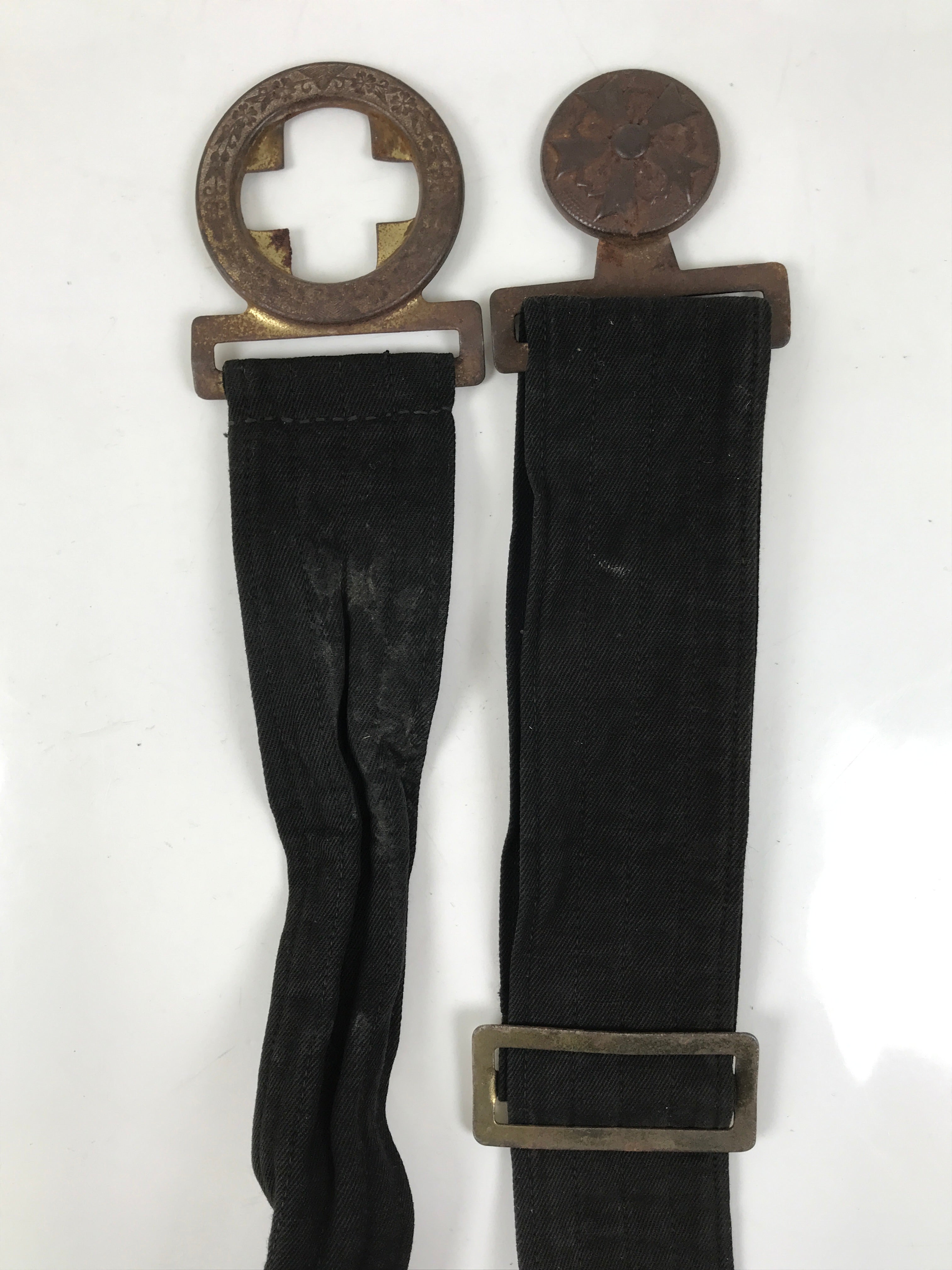 Japanese WWII Firefighter Casual Uniform Belt Vtg Fire Brigade Metal Crest MK20