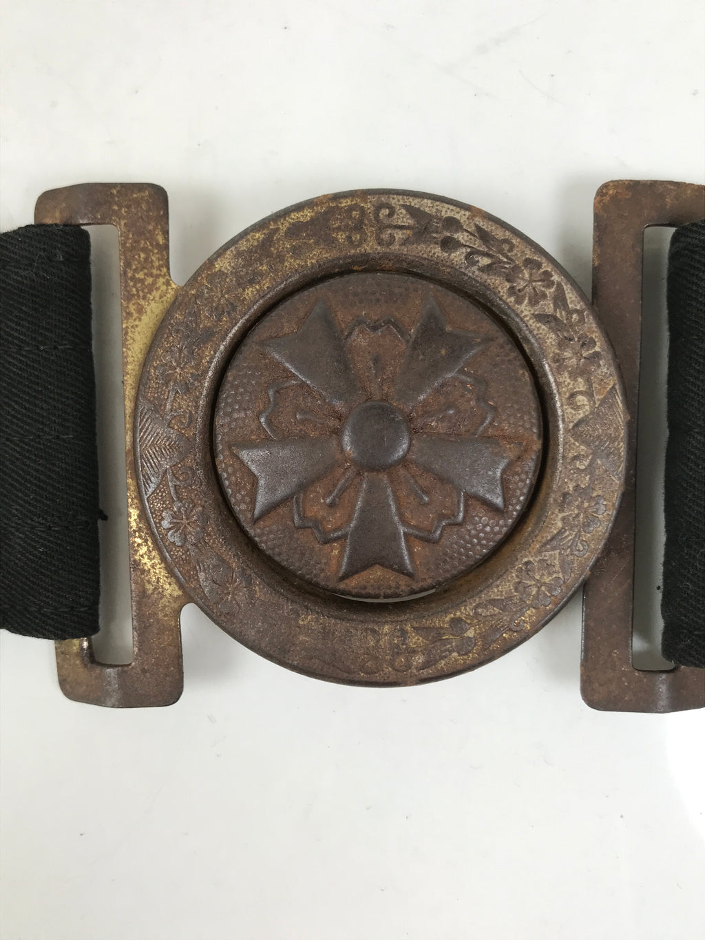 Japanese WWII Firefighter Casual Uniform Belt Vtg Fire Brigade Metal Crest MK20