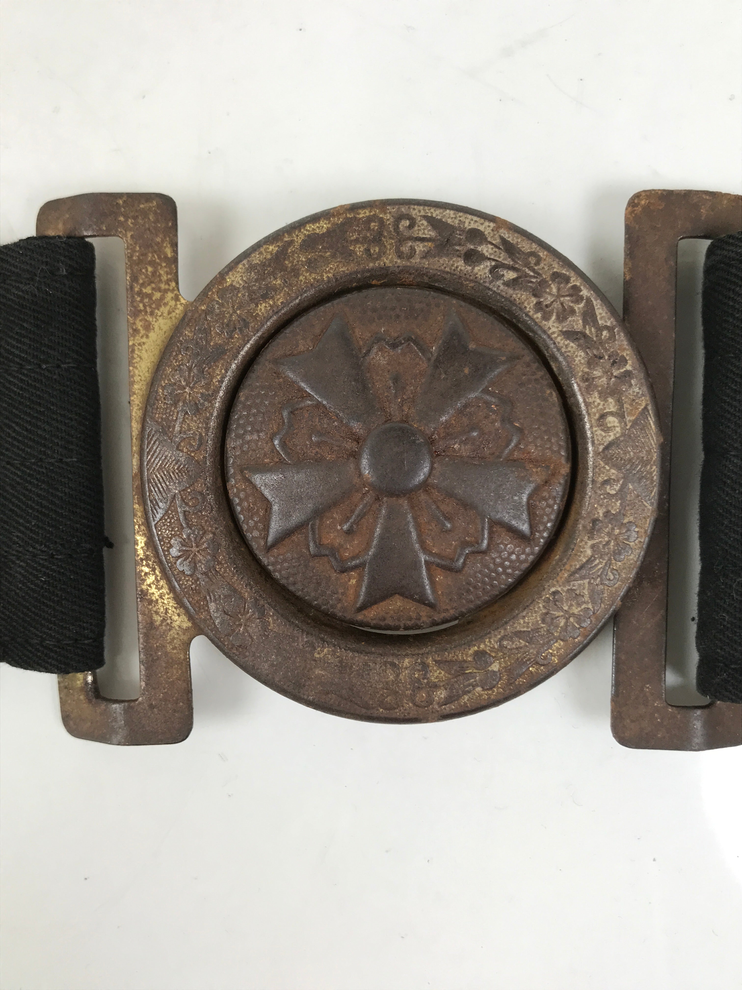 Japanese WWII Firefighter Casual Uniform Belt Vtg Fire Brigade Metal Crest MK20