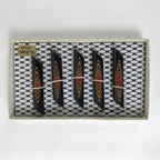 Japanese Wakasa Nuri Lacquered Wooden Chopstick Rest 5 Pcs Vtg Black Red LWB110