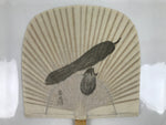 Japanese Washi Paper Fan Sesson Uchiwa Vtg Bamboo Frame Eggplant Nasu U126