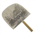 Japanese Washi Paper Fan Sesson Uchiwa Vtg Bamboo Frame Koubuntei Villa U127