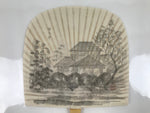 Japanese Washi Paper Fan Sesson Uchiwa Vtg Bamboo Frame Koubuntei Villa U128