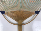 Japanese Washi Paper Fan Uchiwa Bamboo Frame Vtg Hanashobu Iris Goldfish U188