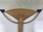 Japanese Washi Paper Fan Uchiwa Bamboo Frame Vtg Hanashobu Iris Goldfish U188