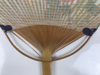 Japanese Washi Paper Fan Uchiwa Bamboo Frame Vtg Morning Glory Furin Summer U190
