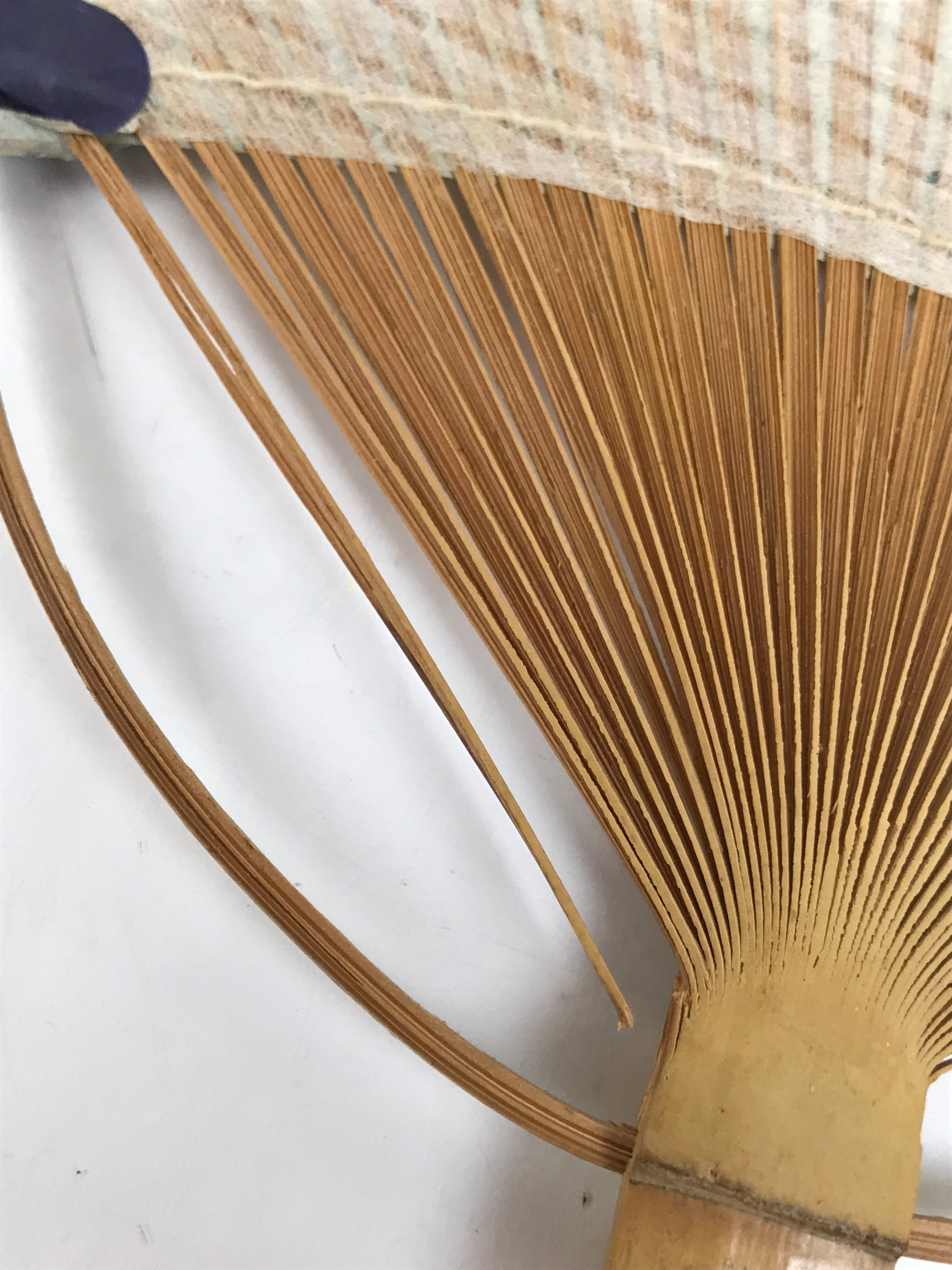 Japanese Washi Paper Fan Uchiwa Bamboo Frame Vtg Morning Glory Furin Summer U190