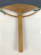 Japanese Washi Paper Fan Uchiwa Vtg Bamboo Round Traditional Floral Blue U168